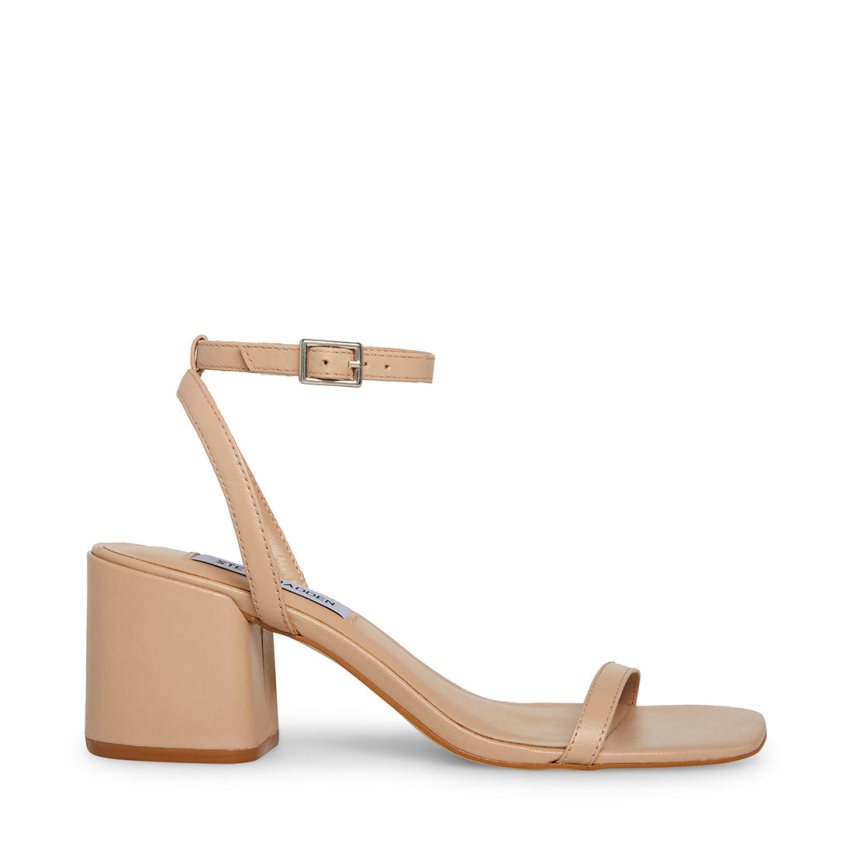 Sandalias Tacones Steve Madden Audrina Natural Cuero Mujer Beige | ES CU130E